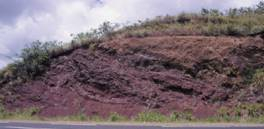 Intercalation de sédiments bathyaux dans les basaltes, Nandaï.